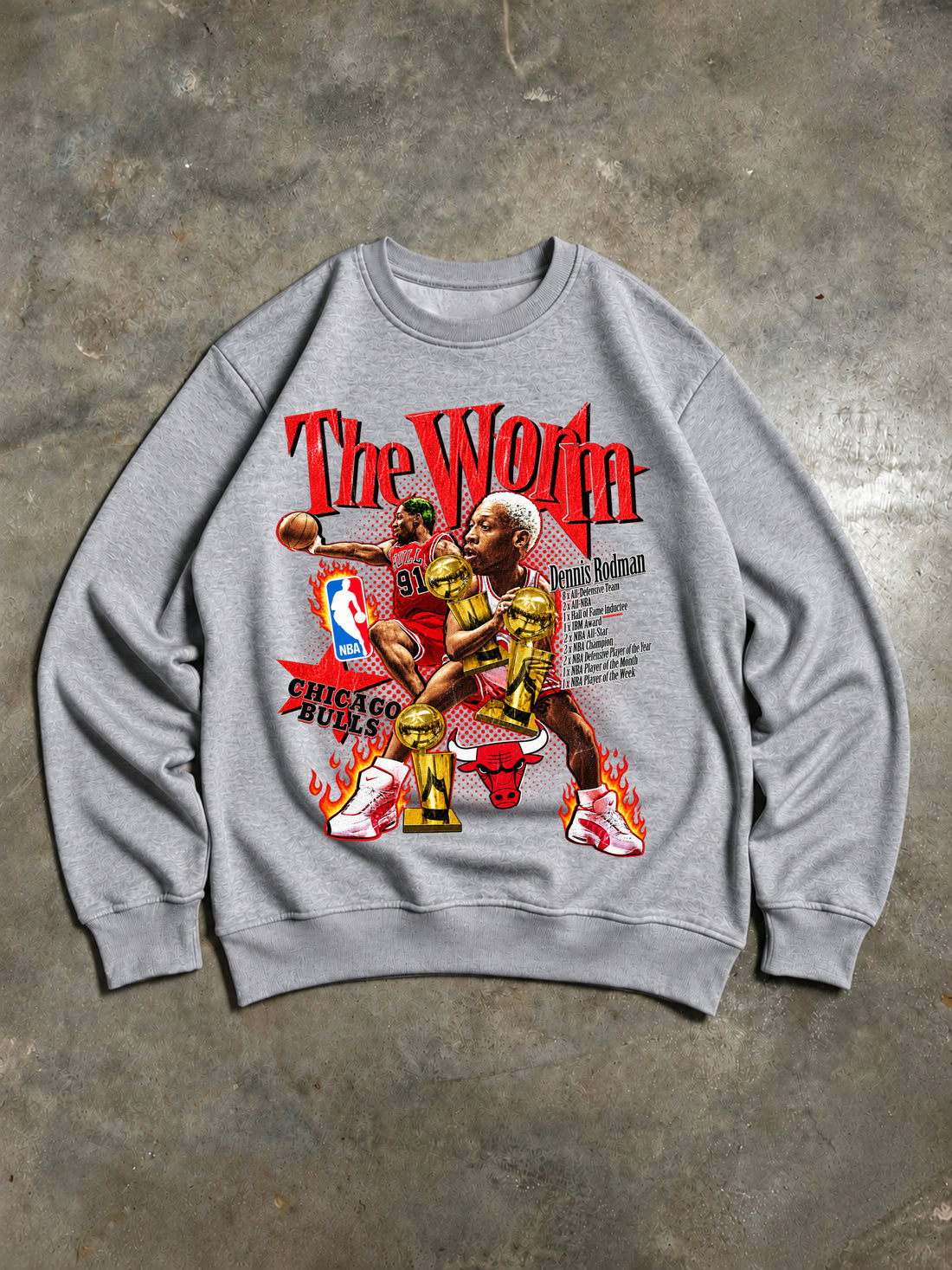 Felpa DR 91 The Worm Chicago Bulls Grigia