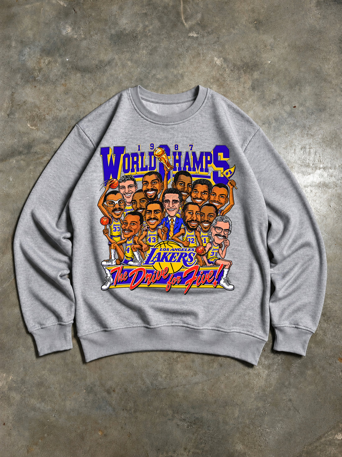 Sudadera gris de los campeones de los Lakers de Los Ángeles 1987
