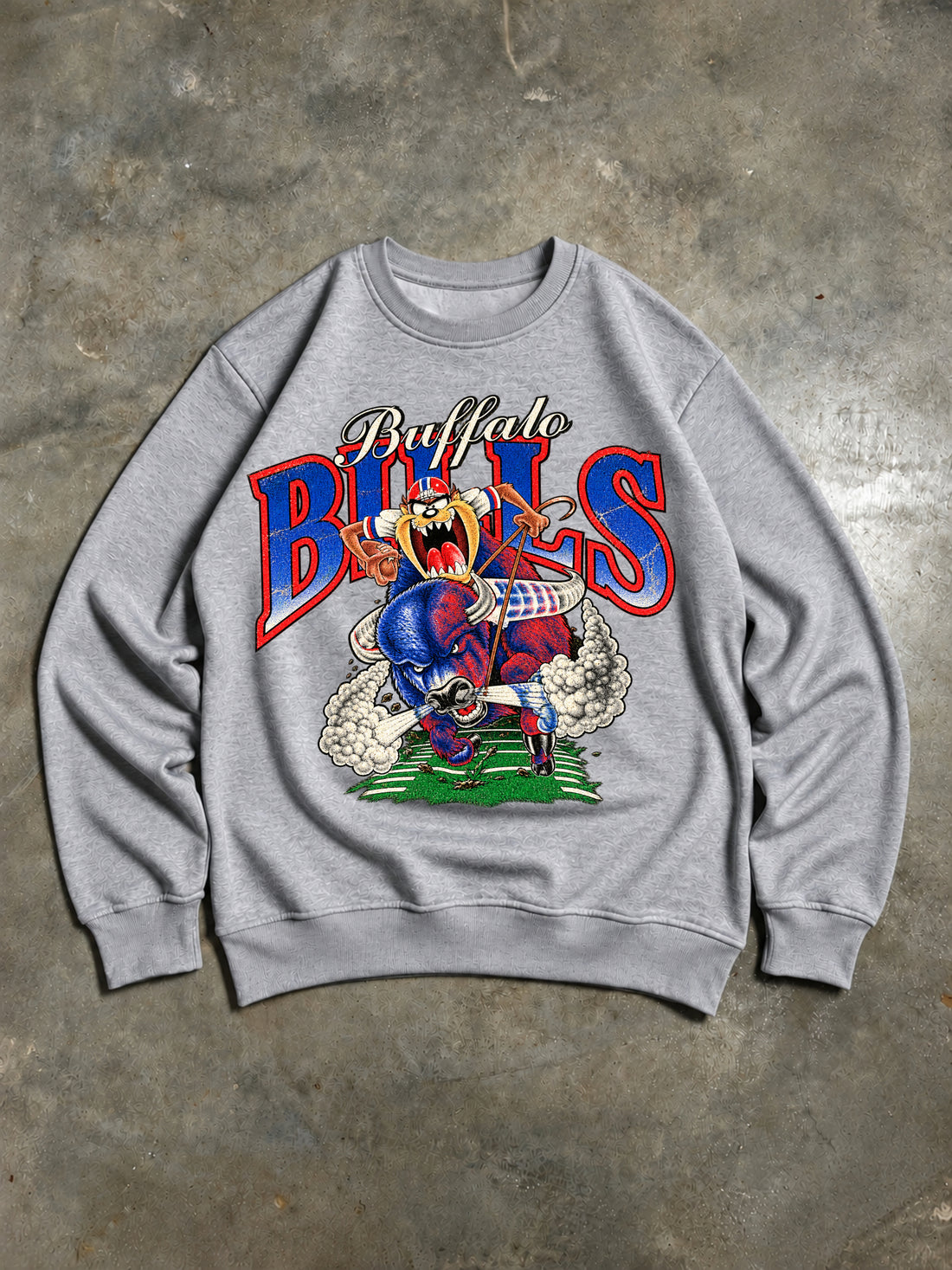 Vintage Buffalo Bills Sweatshirt Grau – Cartoon American Football NFL Design