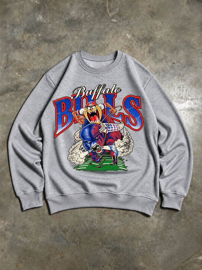 Sweat Buffalo Bills Vintage Gris – Design Cartoon Football Américain NFL