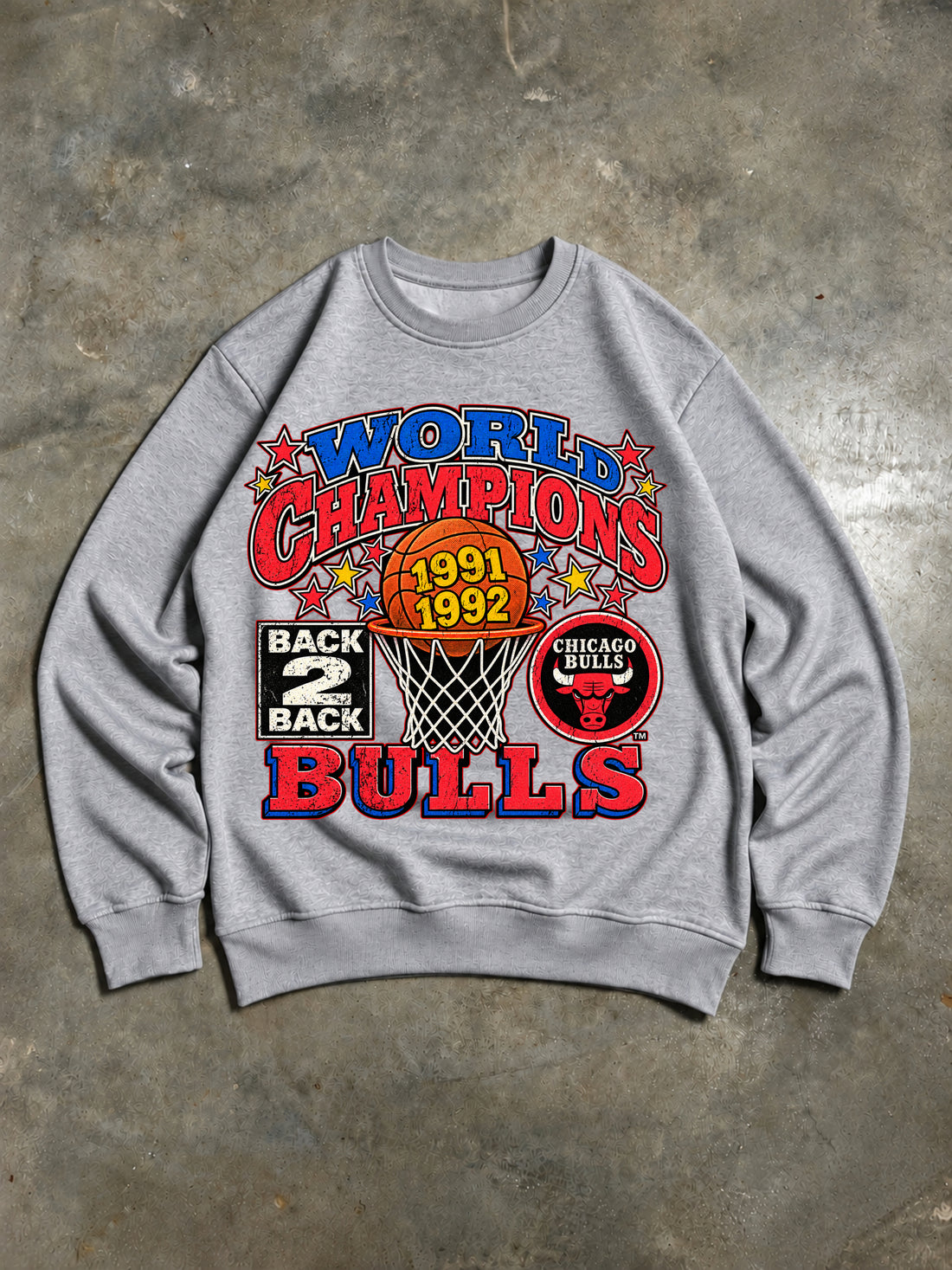 Chicago Bulls Sweatshirt Weltmeister 1991 1992 Grau